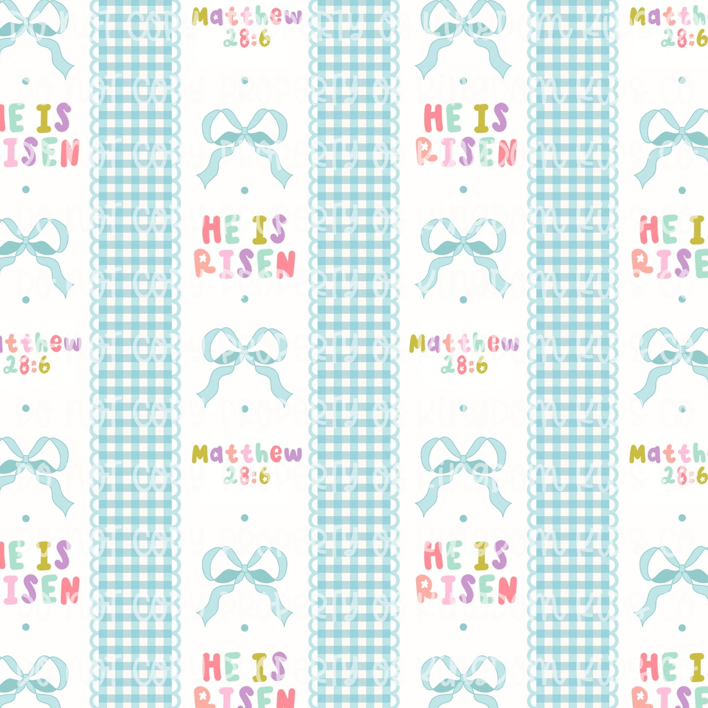 He Is Risen Blue Gingham
