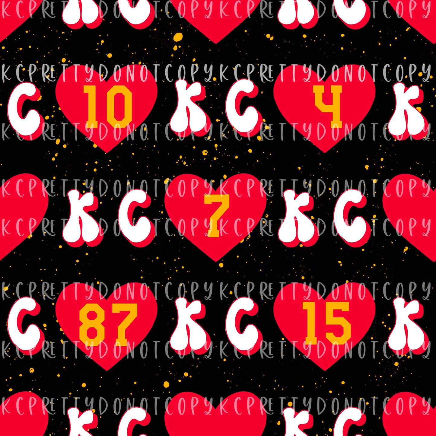 K C Numbered Hearts Black