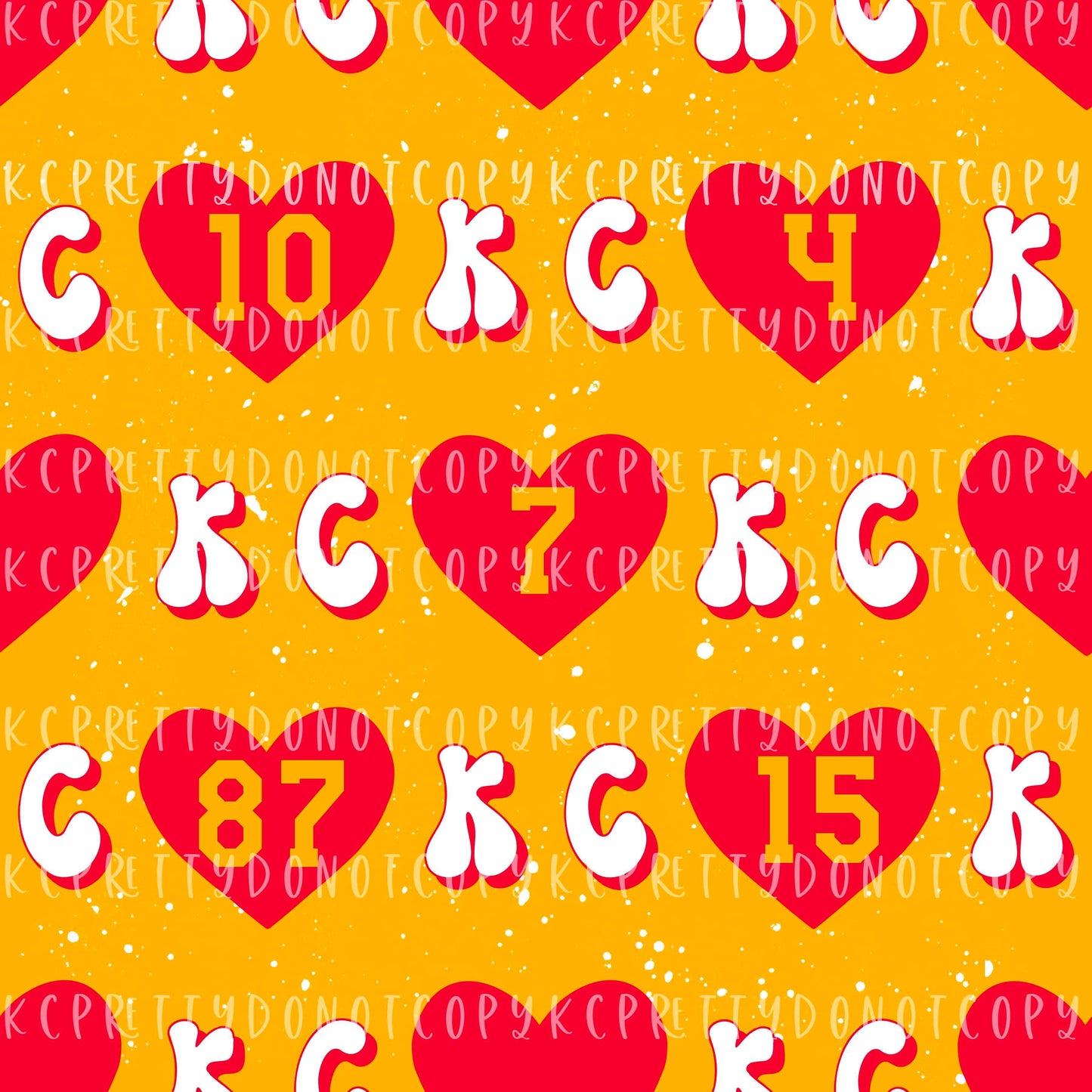 K C Numbered Hearts Yellow