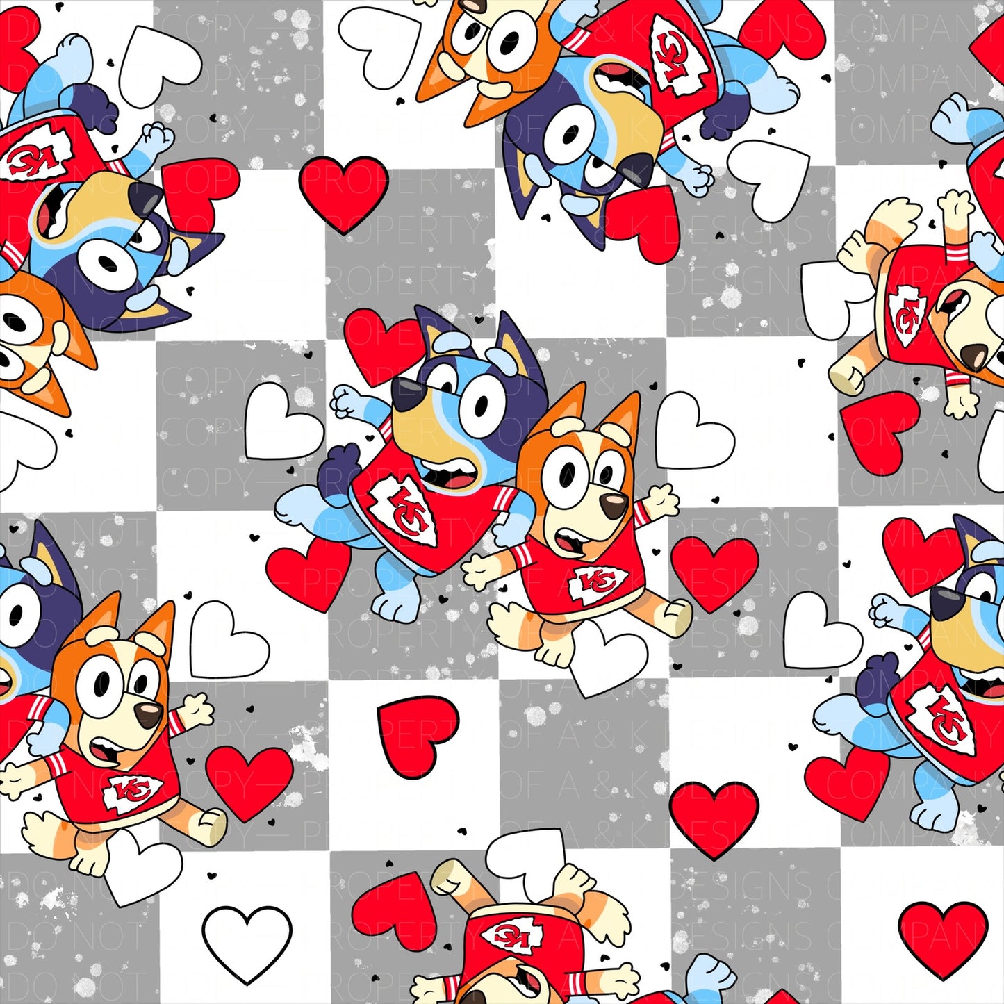 Blue Dog KC Football Grey Checkers