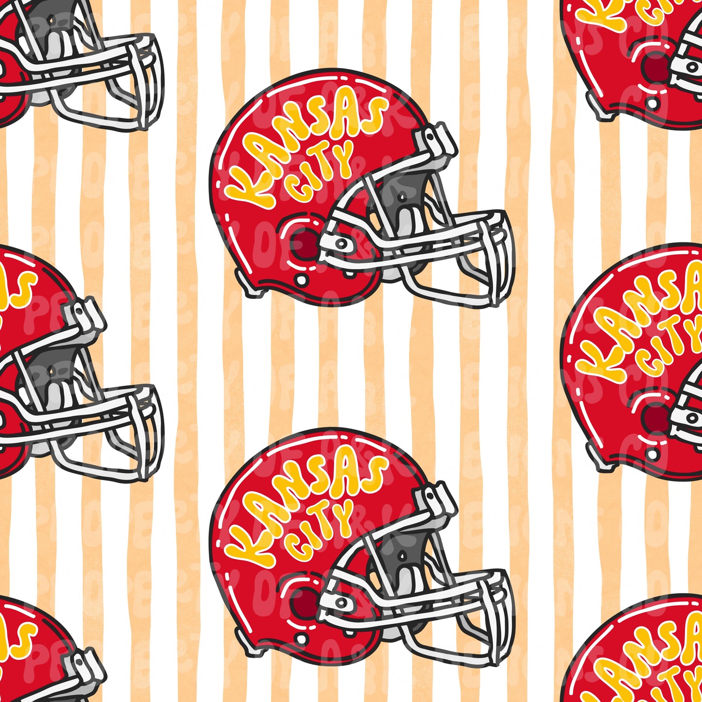 Exclusive Red Helmets KC Yellow Stripes