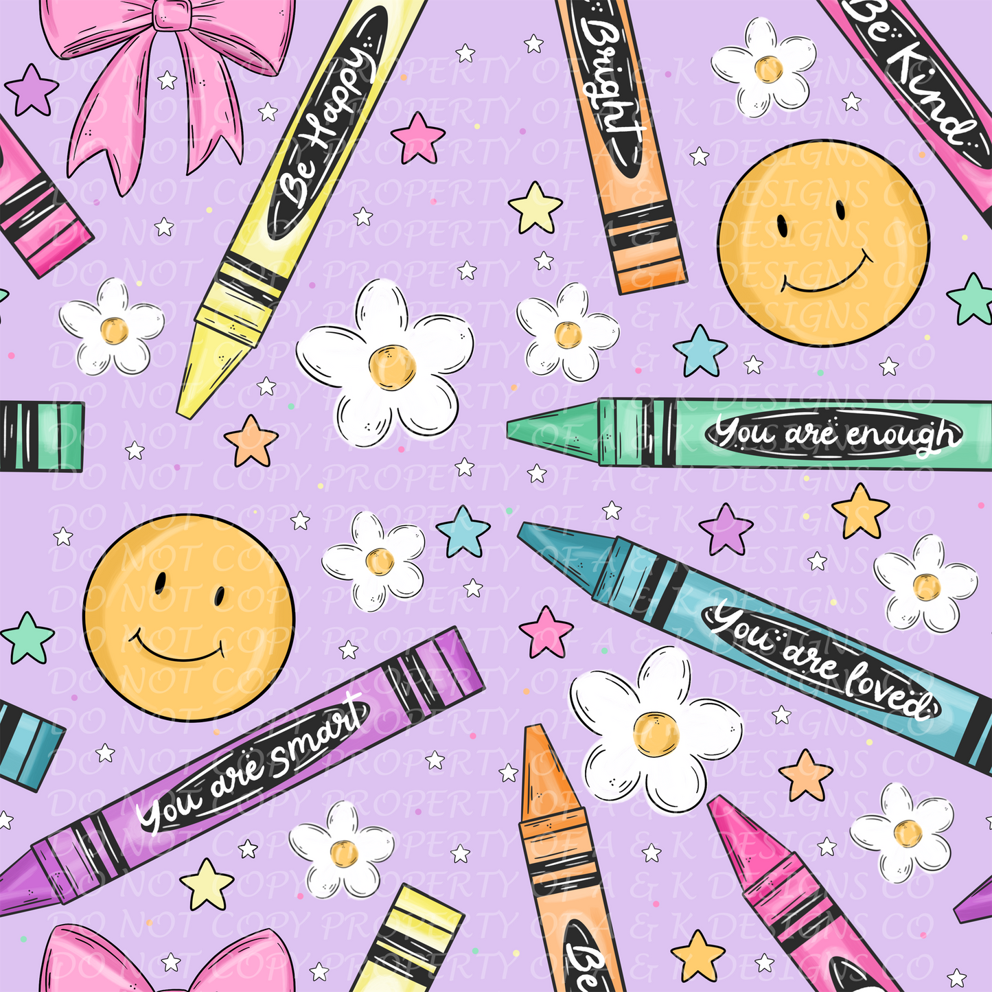 Back To School Purple Girly Crayons
