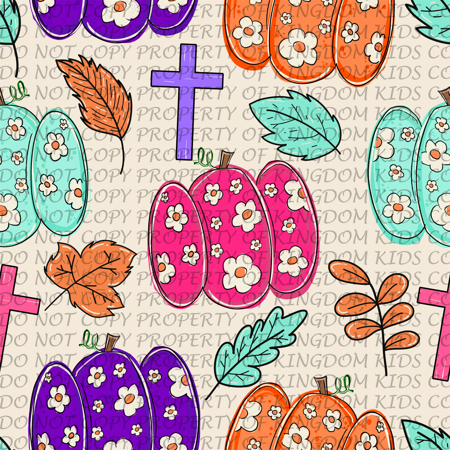 Colorful Pumpkins & Crosses
