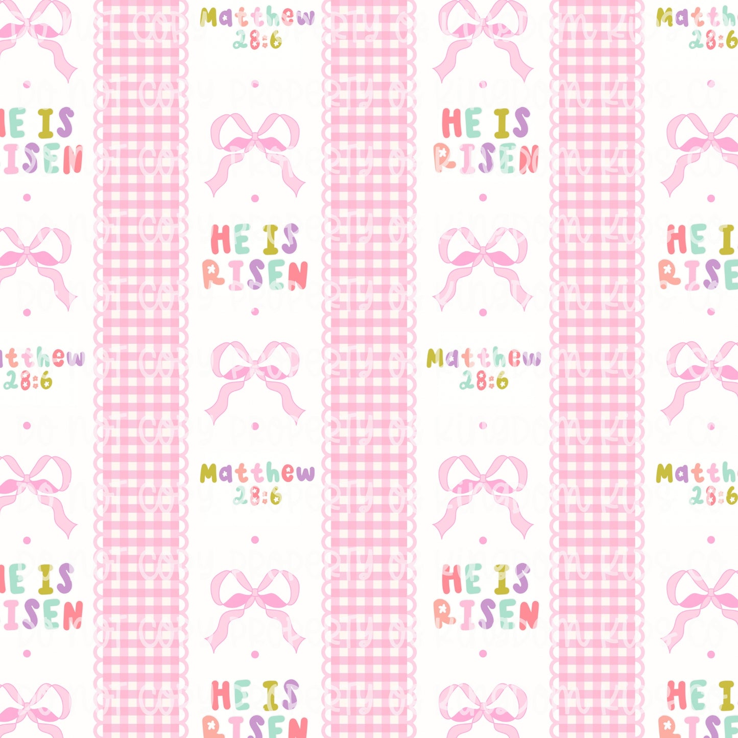 He Is Risen Pink Gingham