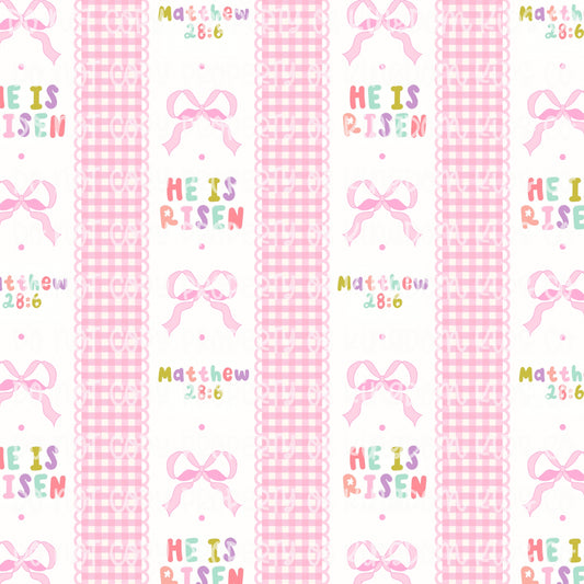 He Is Risen Pink Gingham