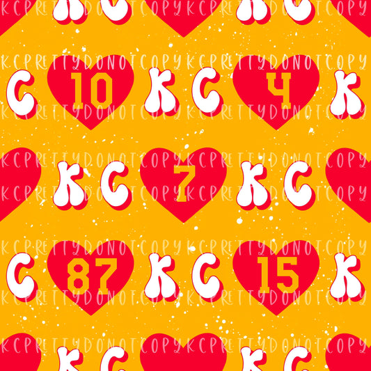 K C Numbered Hearts Yellow