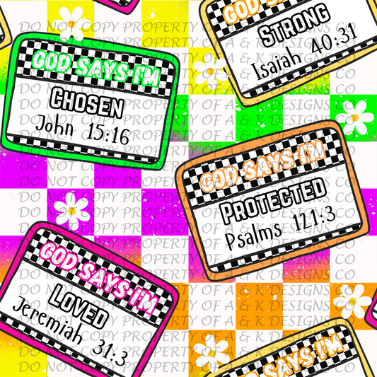 Neon Rainbow Bible Name Tags