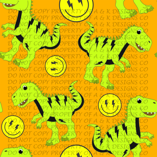 Neon Orange and Green Dinos