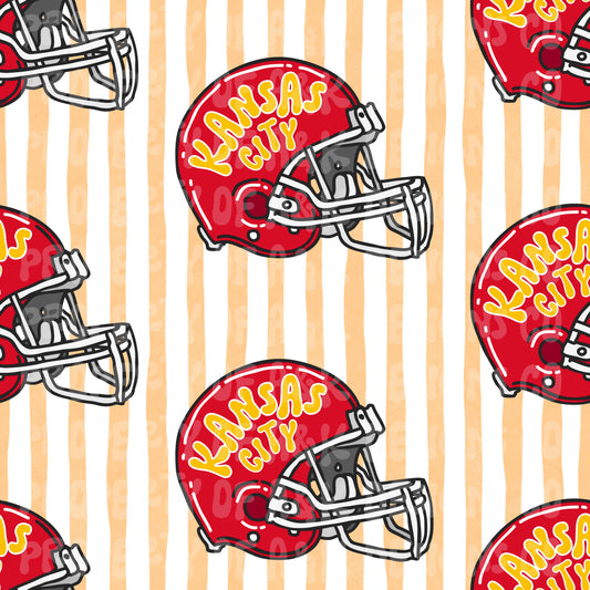 Exclusive Red Helmets KC Yellow Stripes