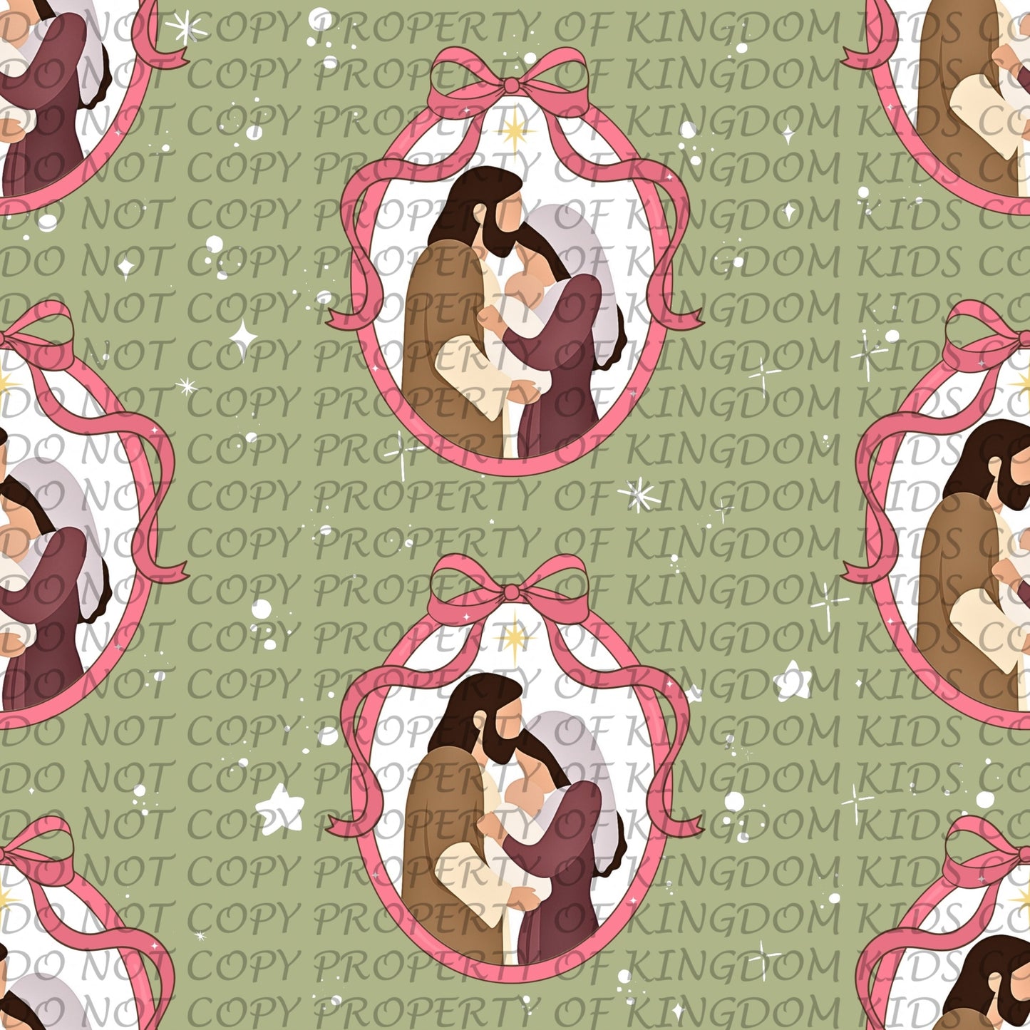 Family Frames Green Bows