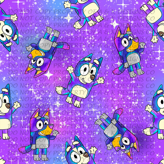 Neon Purple Blue Dog