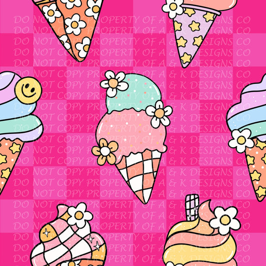 Neon Pink Ice Cream Cones