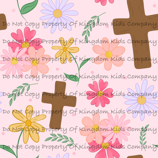 Pink Floral Cross