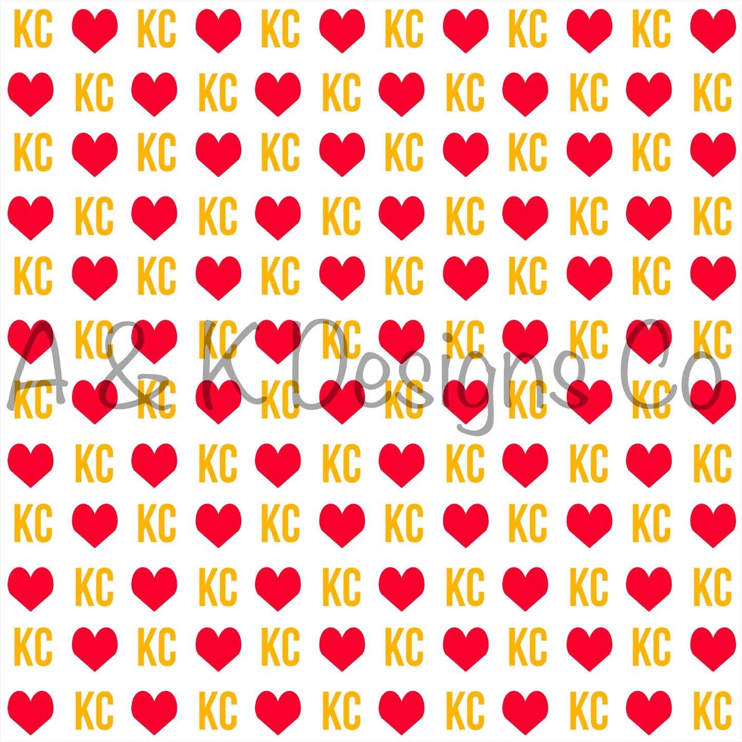 Kc White with Red Hearts