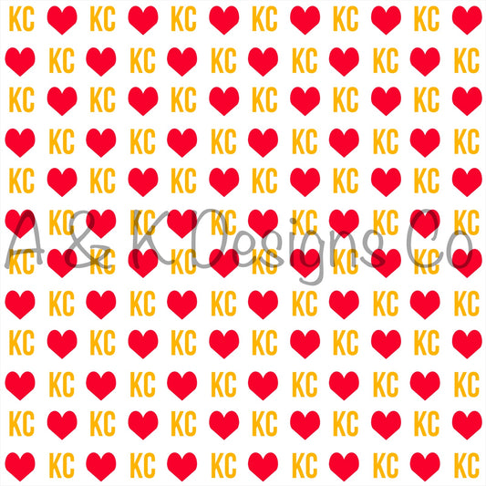 Kc White with Red Hearts